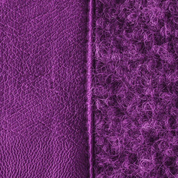 バイオレット革と繊維テクスチャの組み合わせ — ストック写真