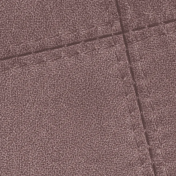 Reddish-brown leather background  decorated with  seams — Stock Photo, Image