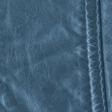 mavi deri doku dikiş ile dekore edilmiştir.