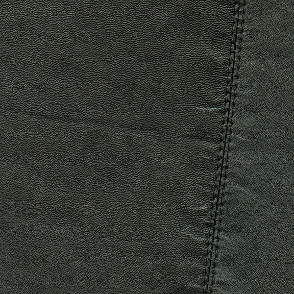 Textura de couro preto, costura. Útil para fundo — Fotografia de Stock