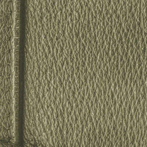 Textura de couro cinza-verde, costura — Fotografia de Stock