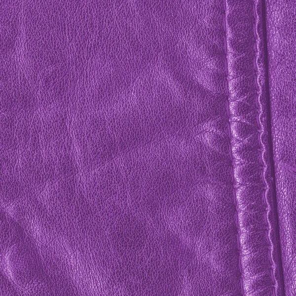 Textura de cuero violeta decorada con costura — Foto de Stock