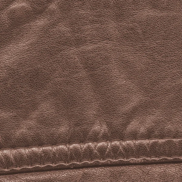 Texture cuir marron ornée de couture — Photo