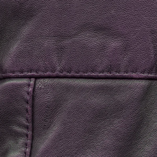 ダーク バイオレット革の質感、縫い目. — ストック写真