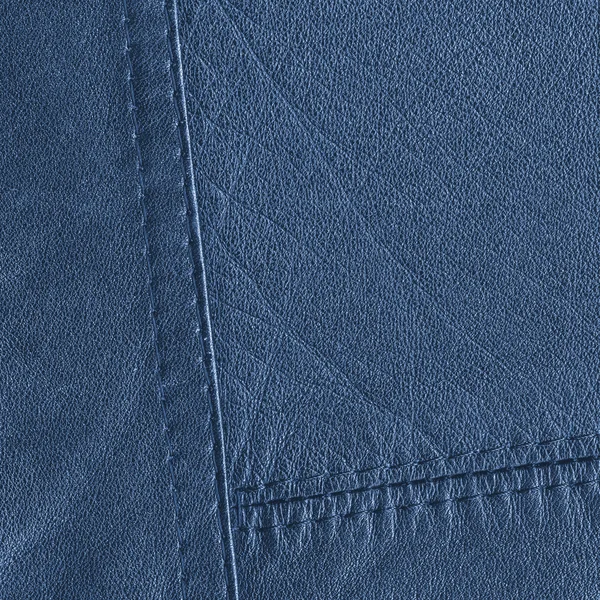 Textura de couro azul, costuras — Fotografia de Stock