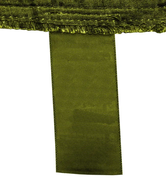 Green blank textile tag. Useful for Your text — Stock Photo, Image