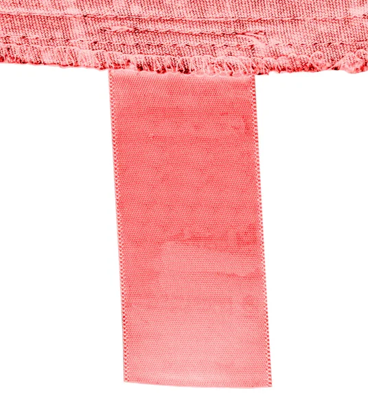 Kırmızı boş tekstil etiket. Metniniz için yararlı — Stok fotoğraf