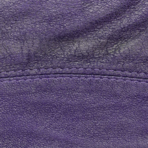 Violet gelooid leder texture versierd met naad — Stockfoto