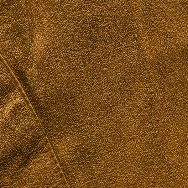 Textura de cuero amarillo-marrón, costura —  Fotos de Stock
