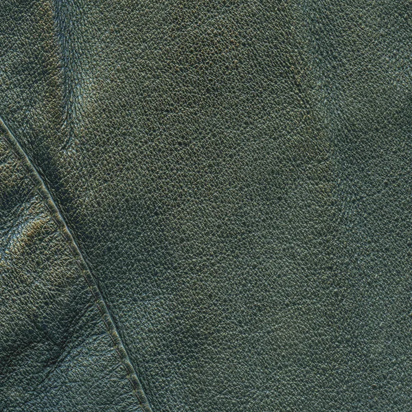 Textura de couro verde ou fundo, costura — Fotografia de Stock
