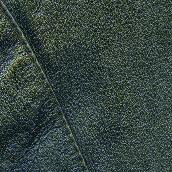 Old green leather background decorated with a seam — Stock Photo, Image