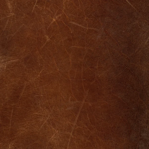 Dark brown scratched and worn leather texture — Stock Photo, Image