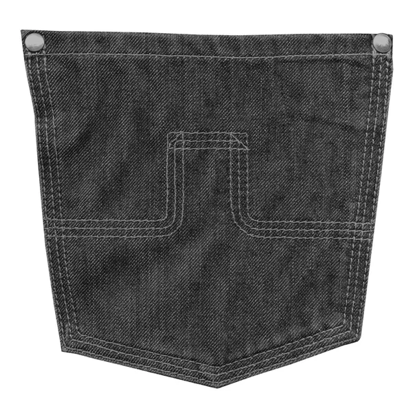 Bolso traseiro de jeans preto isolado em branco — Fotografia de Stock