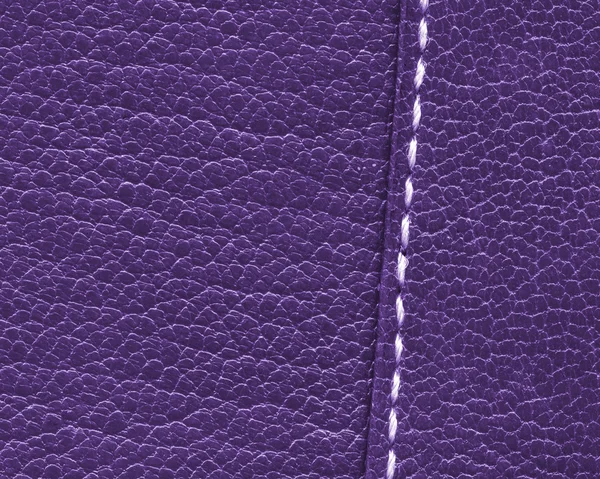 Fialové kožené textury closeup, šev — Stock fotografie