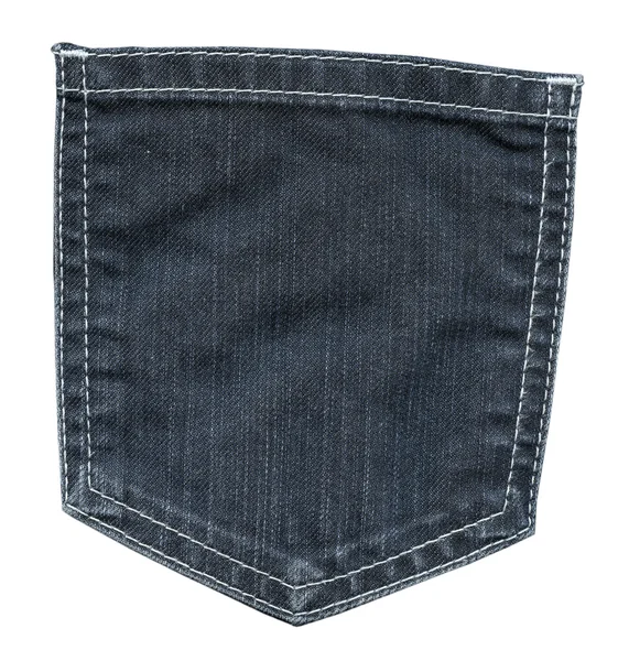 Escuro azul jeans bolso traseiro isolado no branco — Fotografia de Stock