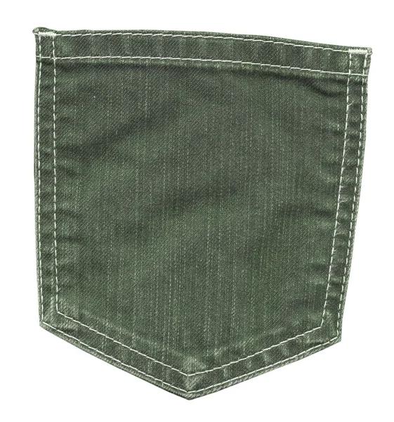 Grijs-groene jeans achterzak geïsoleerd op wit — Stockfoto