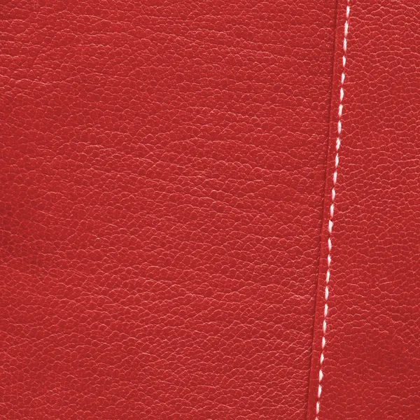 Kırmızı deri doku arka plan olarak, dikiş — Stok fotoğraf