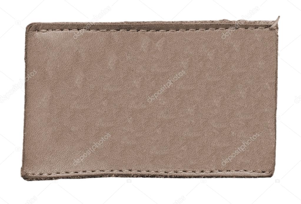 light brown leather label isolated on white background