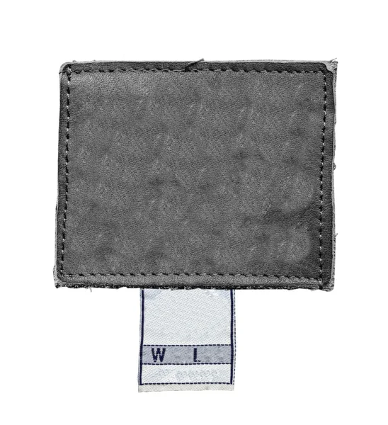 Gray leather  label — Stock Photo, Image