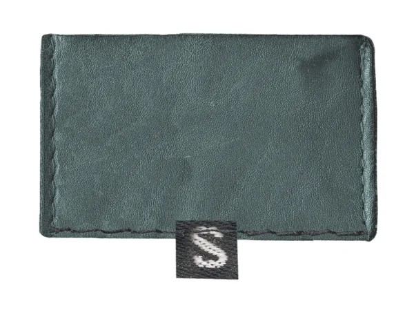 Gray-blue leather label — Stock Photo, Image