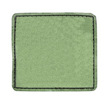 Yeşil deri kare etiketi