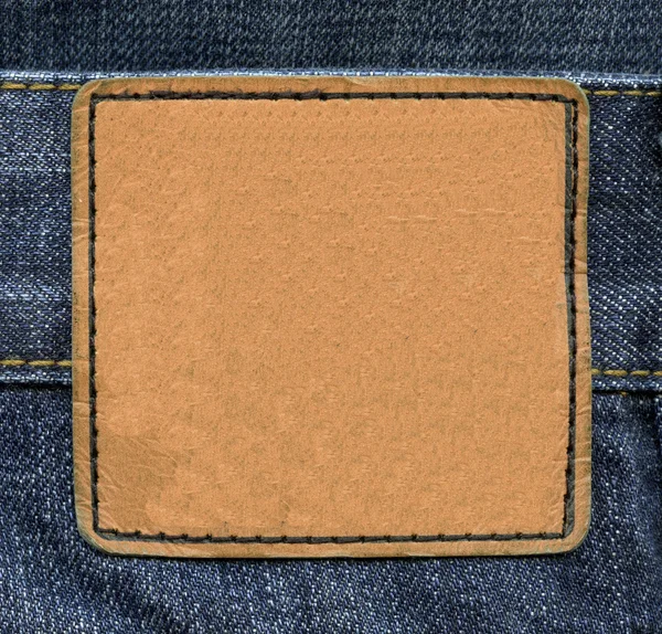 Yellowish brown leather label — Stock Photo, Image