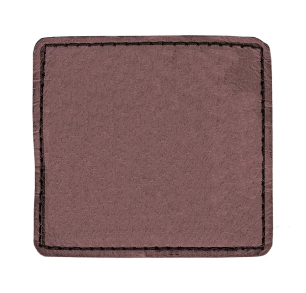 Skórzany brązowy etykieta kwadrat — Zdjęcie stockowe