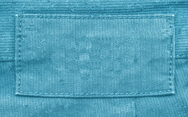 Blank blå tyg etikett — Stockfoto