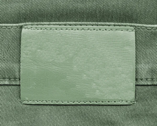 Etykieta jasny zielony skórzany — Zdjęcie stockowe
