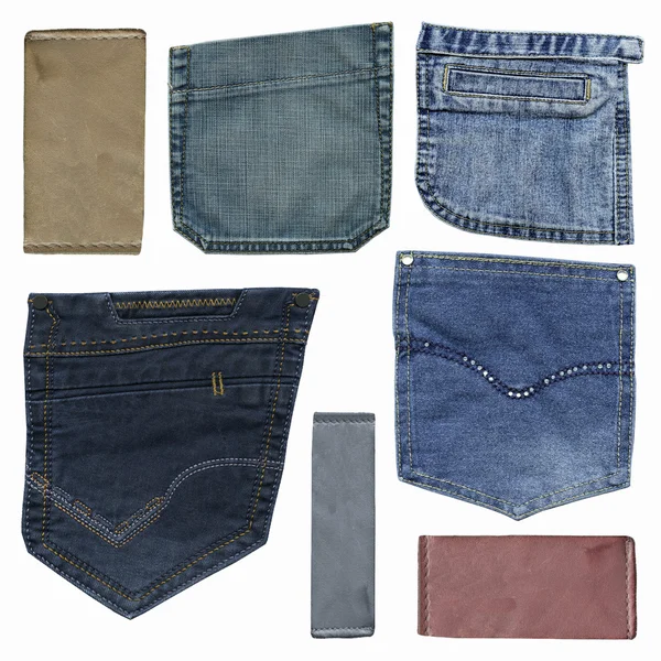 Jeanstaschen und Etiketten — Stockfoto