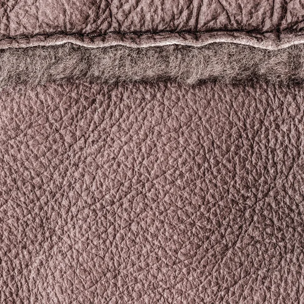 Brown leather with seam closeup — Stock Photo, Image