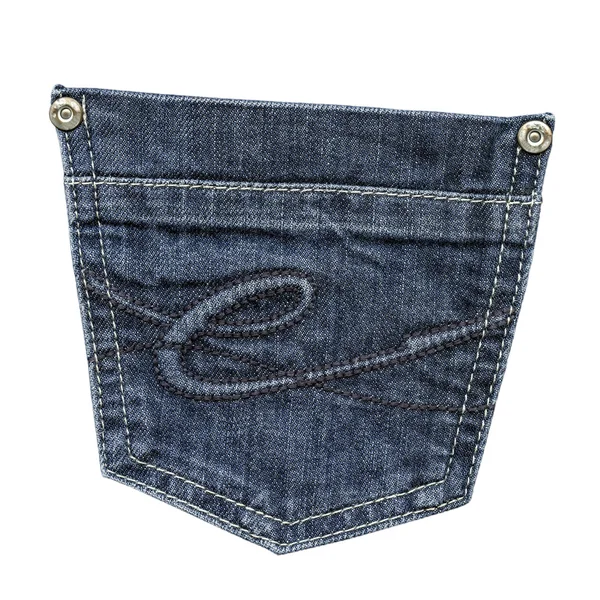 Blue jeans pocket on white background — Stock Photo, Image