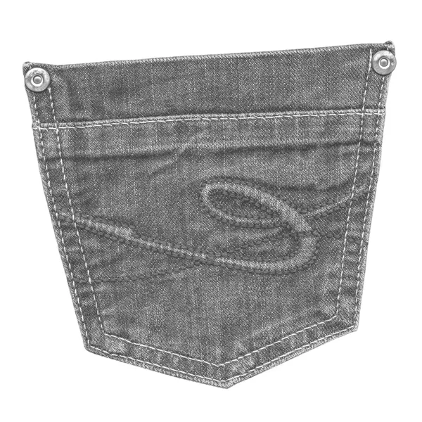 Gray jeans pocket on white background — Stock Photo, Image