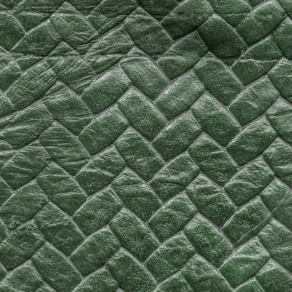 Dark green wicker leather texture — Stock Photo, Image