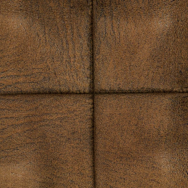 Fondo de cuero marrón, costuras en forma de cruz — Foto de Stock