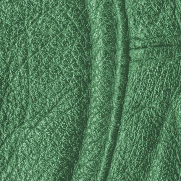 Green leather background, seams, — Stock Photo, Image