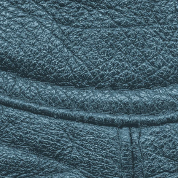 Blue leather background, seams, stitches — Stock Photo, Image