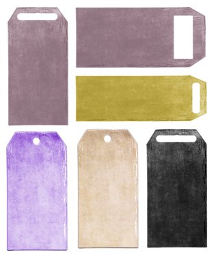 farklı renk üzerine beyaz izole boş karton Etiketler