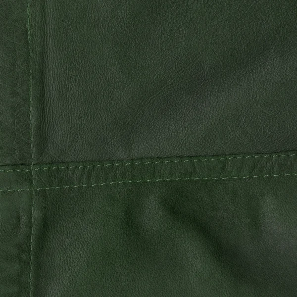 Dark green leather texture, seam — Stockfoto