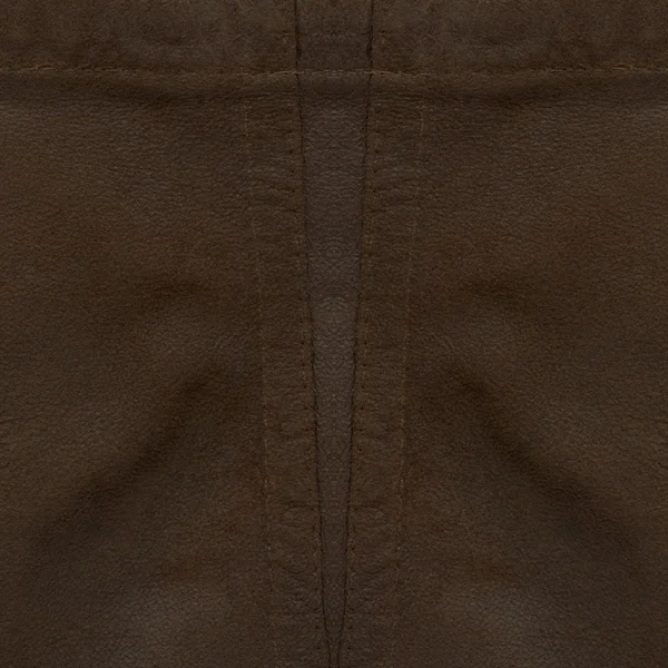 Dark brown leather texture, seam — Stock Photo, Image