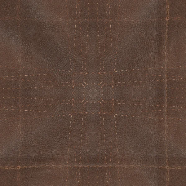 Textura de cuero marrón decorado con puntadas — Foto de Stock