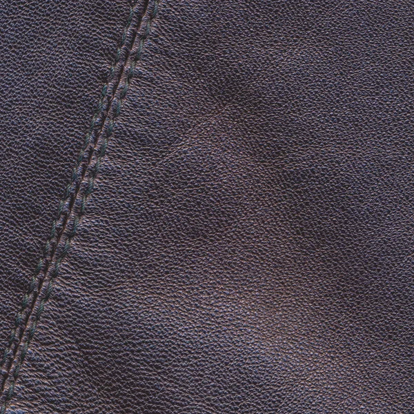 Brown leather texture, seam — Stock Photo, Image