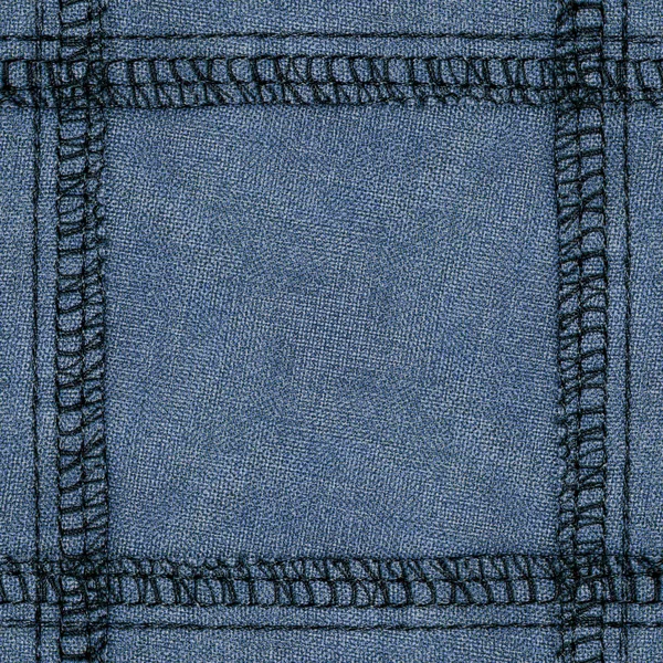 Blue fabric background decorated with seams — Stock Photo, Image