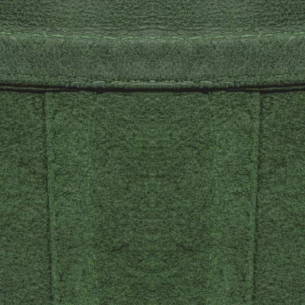 Textura de cuero verde oscuro, costuras, puntadas —  Fotos de Stock