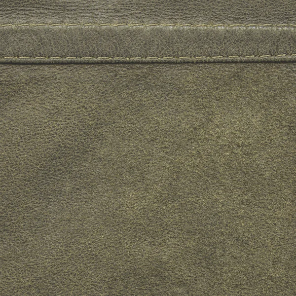 Green leather background, seams — Stock Photo, Image