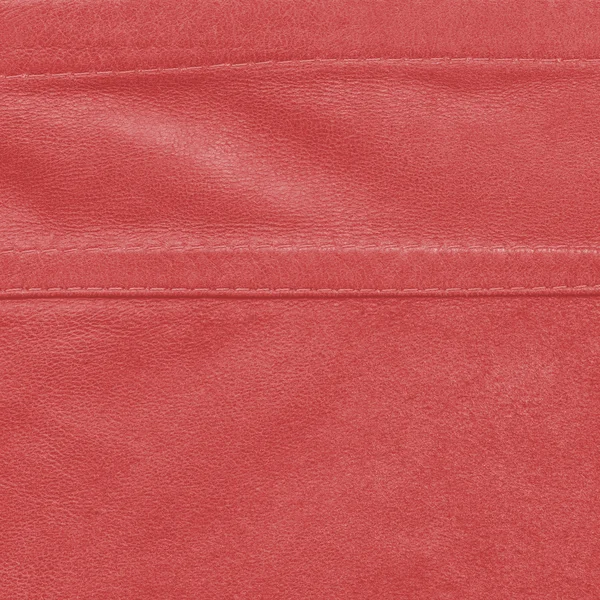 Fundo de couro vermelho, costuras, pontos — Fotografia de Stock