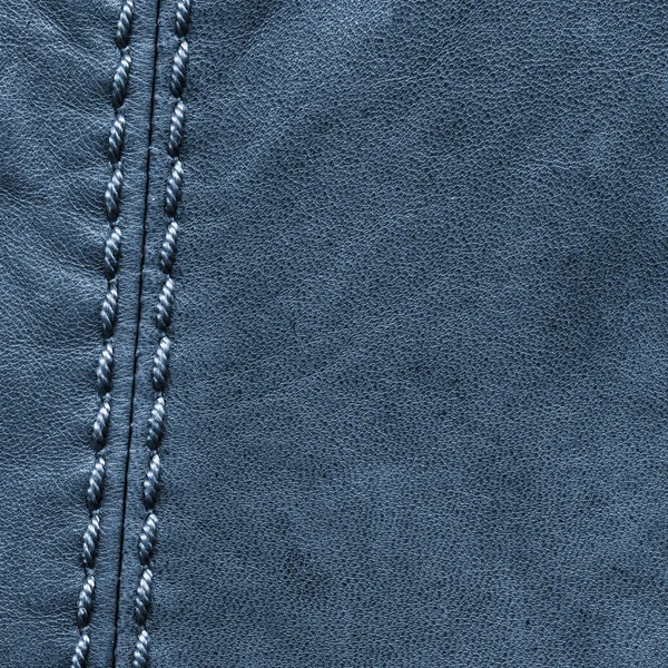 Texture cuir bleu foncé, couture — Photo