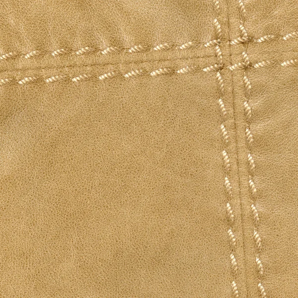Textura de couro marrom, costura — Fotografia de Stock