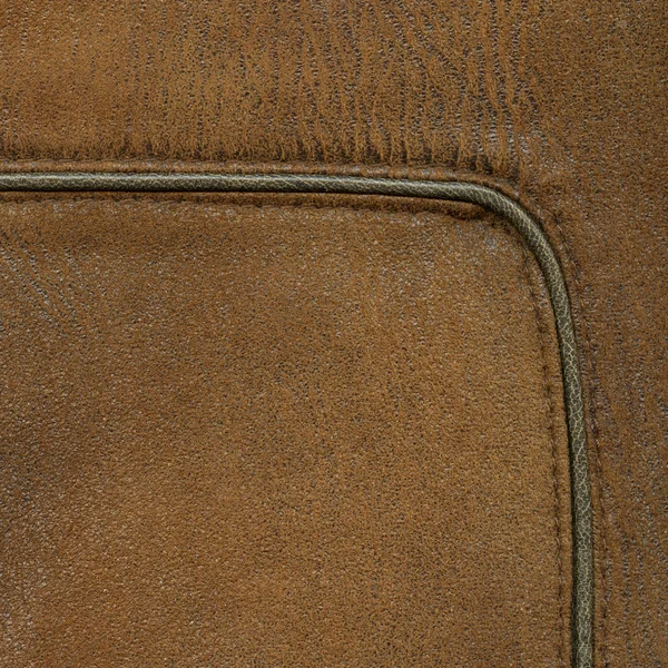 Textura de cuero marrón, costura — Foto de Stock