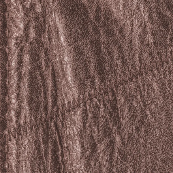 Brązowy skórzany tło, szwy, — Zdjęcie stockowe